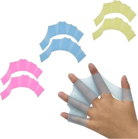 قفازات الاصبع Webbed - قفازات السباحة السيليكون الاصبع الضفدع نوع Webbed التدريب المائي مقاومة للماء اللياقة البدنية مجداف التمارين الرياضية للرجال النساء الاطفال، 3 أزواج in Kuwait