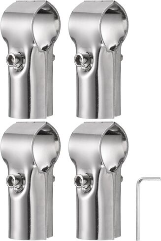 uxcell 4Pcs 180 Degree Structural Pipe Connectors 2 Way End Rails Clamp with Wrench Stainless Steel Corner Pipe Fittings for DIY Shelf Garden Support 1" Fit Pipe Dia, Silvery in Saudi Arabia