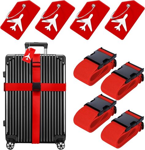 Luggage Straps Tag for Suitcases TSA Approved Travel Belt 8 Pack by Chelmon (Mixed Colors) in Saudi Arabia