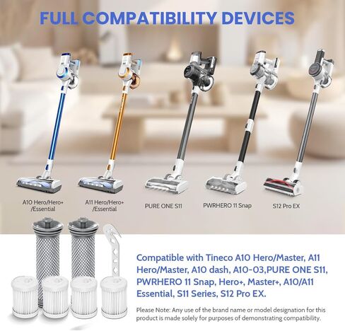 A10 Filter Replacement for Tineco A10/A11 Hero, A10/A11 Master, PURE ONE S11, S12 Pro EX, S15 Series, PWRHERO11 Snap Cordless Stick Vacuum Cleaner, 2 Pack Pre Filters & 4 HEPA Filter in Saudi Arabia