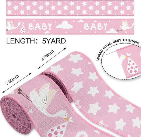 2 Rolls Baby Boy Ribbon, Welcome Baby It's a Boy Blue Wired Ribbons, Bear Baby Print, 2.55" Wide 5 Yards Each Roll for Baby Shower Decorations,Newborn Gift Wrapping, Birth Announcement Party Supplies in Kuwait