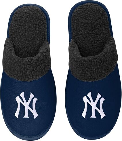 FOCO - Mens MLB Big Logo Team Color Suede Sherpa Scuff Slippers - New York Yankees in Saudi Arabia