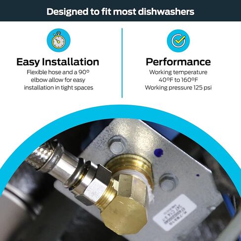 مجموعة تركيب غسالة الأطباق من إيستمان، ضغط 3/8 بوصة × كوع MIP 3/8 بوصة، موصلات غسالة الأطباق من الفولاذ المقاوم للصدأ بطول 4 أقدام، 48747 in Kuwait