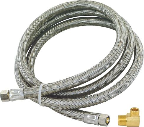 مجموعة تركيب غسالة الأطباق من إيستمان، ضغط 3/8 بوصة × كوع MIP 3/8 بوصة، موصلات غسالة الأطباق من الفولاذ المقاوم للصدأ بطول 4 أقدام، 48747 in Kuwait