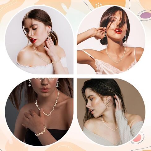 Yolev Bridal Jewelry Set Crystal Necklace Earrings Bracelet Wedding Rhinestone Choker Necklace for Brides Bridesmaid in Kuwait