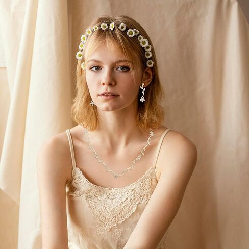 Yolev Bridal Jewelry Set Crystal Necklace Earrings Bracelet Wedding Rhinestone Choker Necklace for Brides Bridesmaid in Kuwait