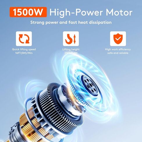 ونش رافعة كهربائية 3 في 1، 1100 رطل، 1500 وات، 110 فولت/120 فولت 22.9 قدم ارتفاع الرفع، 16 قدم/دقيقة مع خيارات أجهزة التحكم عن بعد سلكية ولاسلكية وحماية من التحميل الزائد، رافعة ونش كهربائية محمولة in Kuwait