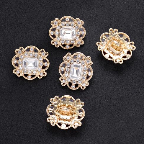 10PCS Star Shaped Rhinestone Buttons Crystal Diamond Accessory Embellishments for DIY Jewelry Crafts, Wedding Party Bridal Bouquet Clothes Hat Decoration (Clear-1) in Kuwait