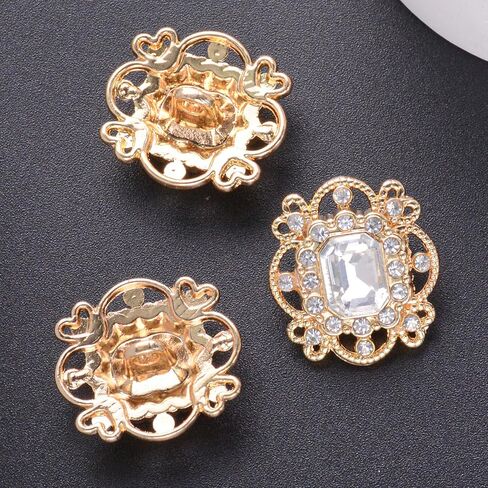 10PCS Star Shaped Rhinestone Buttons Crystal Diamond Accessory Embellishments for DIY Jewelry Crafts, Wedding Party Bridal Bouquet Clothes Hat Decoration (Clear-1) in Kuwait