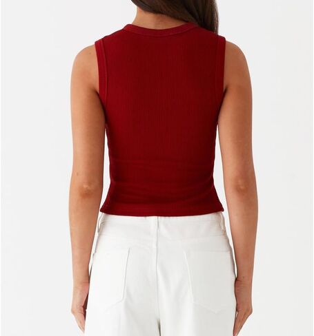 Women Vest Top Knit Ribbed Button Down Tank Top Sleeveless Slim Fit Cropped Going Out Tops Fall in Saudi Arabia