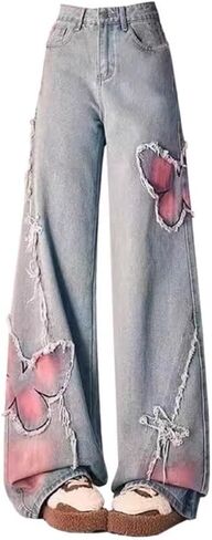 Emo Pants Emo Clothes Y2k Butterfly Pants Gothic Baggy Pants Goth Cargo Jeans Tye Die Goth Gothic Clothes in Saudi Arabia