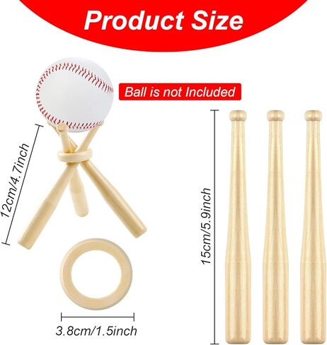 6 قطع حامل عرض البيسبول، 6 بوصة مضرب بيسبول خشبي صغير حامل بيسبول صغير قطع مركزية إبداعية للبيسبول في المنزل والمكتب عرض كرات ألعاب هدايا الحفلات in Kuwait