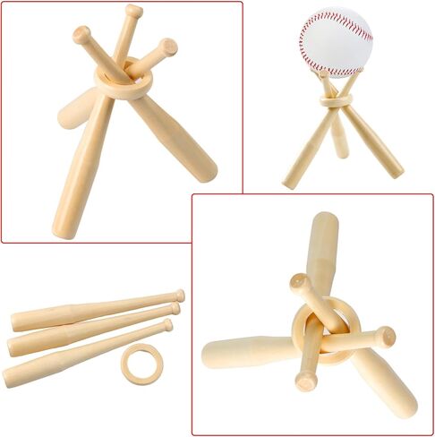 6 قطع حامل عرض البيسبول، 6 بوصة مضرب بيسبول خشبي صغير حامل بيسبول صغير قطع مركزية إبداعية للبيسبول في المنزل والمكتب عرض كرات ألعاب هدايا الحفلات in Kuwait