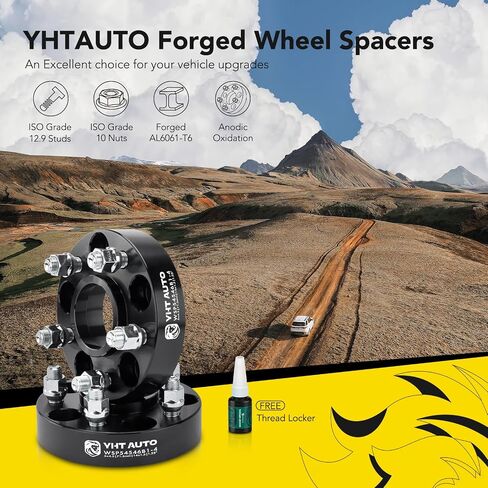 YHTAUTO 5x4.5 Hub Centric Wheel Spacers 1 Inch Fits 2005-2023 Chrysler 300, Dodge Charger, Challenger, Magnum 5x114.3mm Tire Spacers w/ 14x1.5 Studs 71.5 mm Hub Bore 5 Lug 4Pcs Black Wheel Adapter in Saudi Arabia