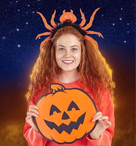 June Bloomy Halloween Headband Cosplay Pumpkin Spider Hair Hoop Black Cat Costume Headpiece in Saudi Arabia