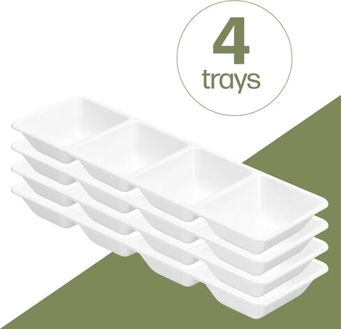Plasticpro 4 Sectional Rectangle Plastic Disposable Serving Tray/Platter 5 X 16 White Pack of 4 in Kuwait