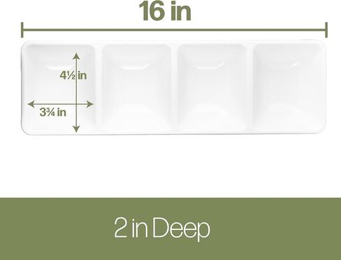 Plasticpro 4 Sectional Rectangle Plastic Disposable Serving Tray/Platter 5 X 16 White Pack of 4 in Kuwait