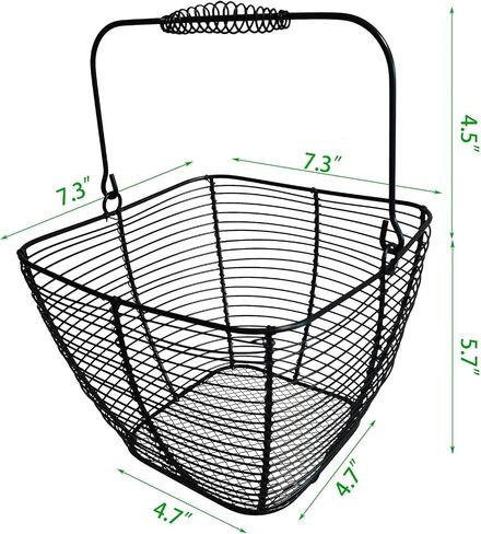 Black Square Wire Egg Basket For Fresh Egg with Handle,Famhouse Small Metal Egg Collecting Basket for Gathering Fresh Eggs Chicken Basket Decor for Kitchen Countertop Rustic Style in Saudi Arabia