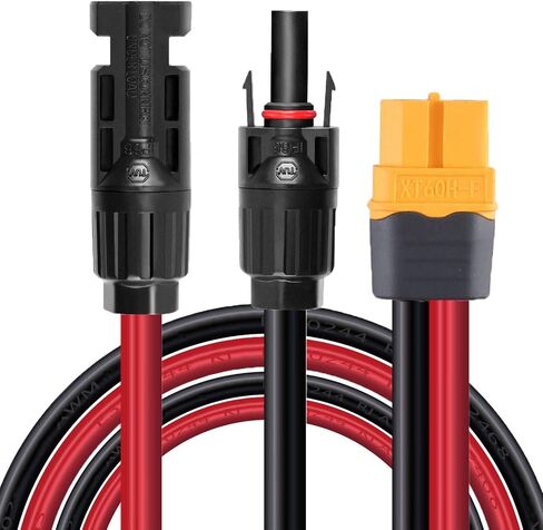 كابل تمديد شحن بالطاقة الشمسية إلى XT60 بطول 25 قدمًا 12AWG محول XT60 إلى كابل موصل اللوحة الشمسية متوافق مع لوحة طاقة شمسية من سلسلة Ecoflow River Delta Series Bluetti 7.62 متر (12AWG)/25FT in Saudi Arabia