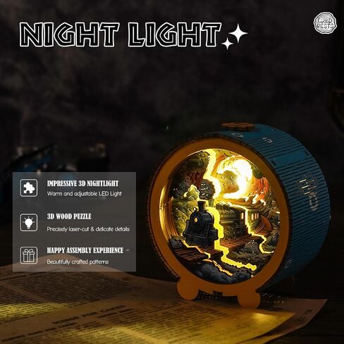 3D Puzzle Nightlight-DIY LED Light 3D Cave Wooden Puzzle-Art Lamp and Craft Kits for Kids and Adults-Birthday Gifts Toys-Home Desk Decor Family Game in Saudi Arabia