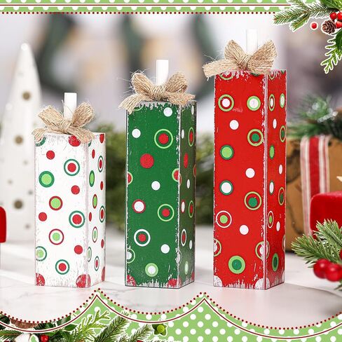 3 Pcs Christmas Tiered Tray Decor Christmas Tabletop Decor Rustic Farmhouse Wooden Table Block Sign and Centerpieces for Xmas Home Shelf Kitchen Decor in Saudi Arabia