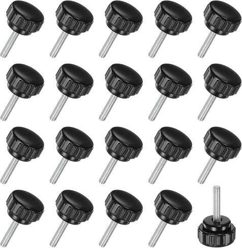 20 حزمة من مقابض التثبيت المخرشة، مسمار إبهام مخرش بخيط ذكر M5x25mm، برغي من الفولاذ الكربوني على مقابض المقابض للآلات/الإلكترونية/الأثاث، ومسامير تثبيت المقبض [أسود] in Saudi Arabia