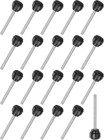 20 حزمة من مقابض التثبيت المخرشة، مسمار إبهام مخرش بخيط ذكر M5x25mm، برغي من الفولاذ الكربوني على مقابض المقابض للآلات/الإلكترونية/الأثاث، ومسامير تثبيت المقبض [أسود] in Saudi Arabia