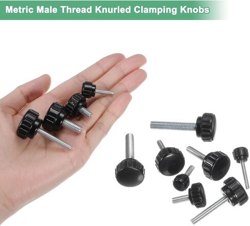20 حزمة من مقابض التثبيت المخرشة، مسمار إبهام مخرش بخيط ذكر M5x25mm، برغي من الفولاذ الكربوني على مقابض المقابض للآلات/الإلكترونية/الأثاث، ومسامير تثبيت المقبض [أسود] in Saudi Arabia