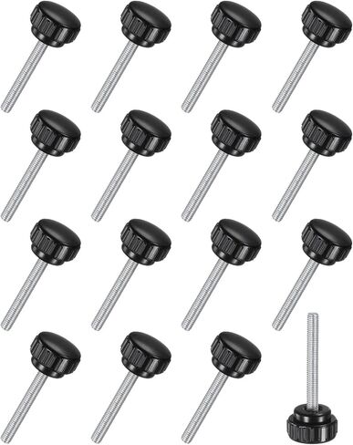 20 حزمة من مقابض التثبيت المخرشة، مسمار إبهام مخرش بخيط ذكر M5x25mm، برغي من الفولاذ الكربوني على مقابض المقابض للآلات/الإلكترونية/الأثاث، ومسامير تثبيت المقبض [أسود] in Saudi Arabia