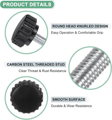 20 حزمة من مقابض التثبيت المخرشة، مسمار إبهام مخرش بخيط ذكر M5x25mm، برغي من الفولاذ الكربوني على مقابض المقابض للآلات/الإلكترونية/الأثاث، ومسامير تثبيت المقبض [أسود] in Saudi Arabia