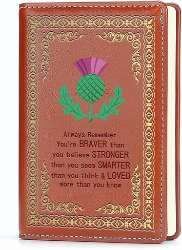 Scottish Thistle Gifts Scottish Thistle Leather Travel Journal Notebook Thistle Flower Gifts Scottish Blessing Gifts for Women Scottish Thistle Lover Gift (Behind you) in Saudi Arabia
