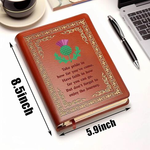 Scottish Thistle Gifts Scottish Thistle Leather Travel Journal Notebook Thistle Flower Gifts Scottish Blessing Gifts for Women Scottish Thistle Lover Gift (Behind you) in Saudi Arabia