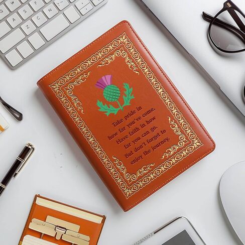 Scottish Thistle Gifts Scottish Thistle Leather Travel Journal Notebook Thistle Flower Gifts Scottish Blessing Gifts for Women Scottish Thistle Lover Gift (Behind you) in Saudi Arabia