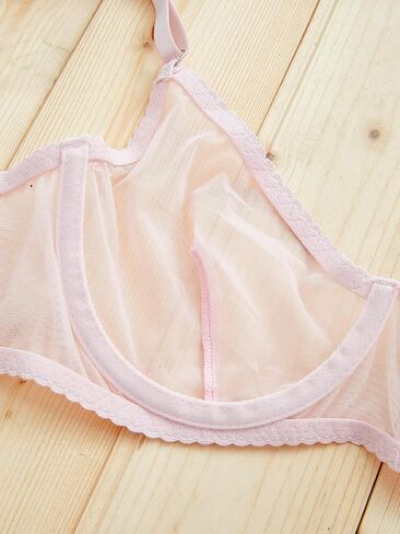 Honeymoon Lingerie See Through Mesh Bra And Thong Set Push Up Lingerietransparent Sexy Underwear For Women in Saudi Arabia