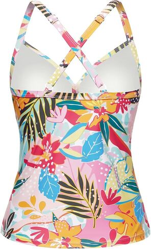 Women Tankini Bathing Suit Top - Twist Front V Neck Swim Top Ruched Tummy Control Top Only No Bottom 2025 in Saudi Arabia