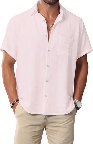 KYKU Men Shirts Button Down Short Sleeve Casual Summer Beach Vacation Clothing in Saudi Arabia