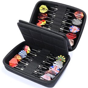 RAIACE Hard Storage Dart Case for 18 Steel Tip or Soft Tip Darts, Dart Carrying Case for Dart Tips, Shafts and Flights. (Case Only, Not Include the Darts) - Black
