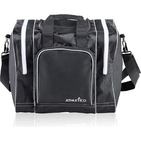 Athletico Bowling Bag for Single Ball - Single Ball Tote Bag With Padded Ball Holder - Fits a Single Pair of Bowling Shoes Up to Mens Size 14