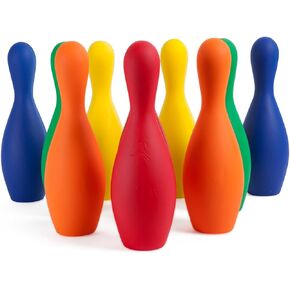 Champion Sports Multicolor Bowling Pins: Weighted Foam Set for Training & Kids Games, Medium