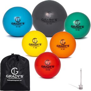 Plyo Soft Shell Weighted Ball Set 32, 21, 14, 7, 5, and 3.5oz-Pitching/Throwing Velocity Training for Baseball and Softball