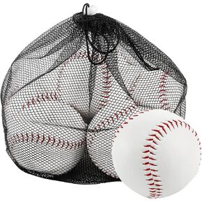 Tebery 6 Pack Sports Practice Softballs, 12-Inch Official Size and Weight Slowpitch Softball, Unmarked & Leather Covered Training Ball for Games, Practice and Training