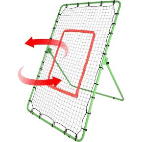 Lineslife Baseball Pitchback Rebound Net, 6 x 4 Feet Adjustable Angle Baseball Softball Rebounder for Throwing and Pitching Practice, Green/Red