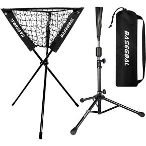 BaseGoal Batting Tee Baseball Tee Softball Tee Travel Portable Tee with Baseball Ball Caddy,for Batting Training Practice
