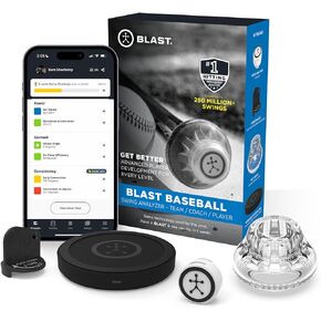 Blast Baseball - Swing Analyzer (Sensor) Advanced Player Development for Every Level, Analyzes Swings, Tracks Metrics, Video Capture Creates Highlights, 3D Swing Tracer, App Enabled, Real Time Results