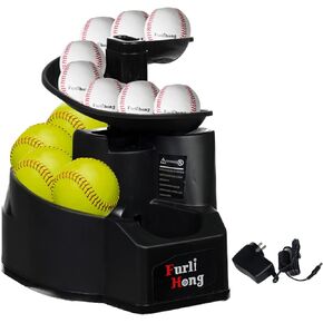 6902BHA Rechargeable Baseball/Softball Toss Machine with Extendable Ball Stacker, Height Adjustable, Use Regulation Baseballs, Softballs or Dimpled Balls, for Hitting Batting Practice