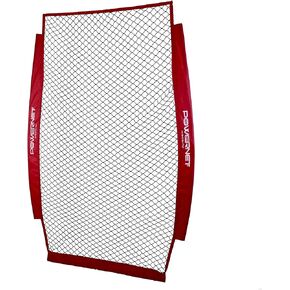 PowerNet 4x7 Portable Pitching I-Screen NET ONLY | Baseball Pitcher Protection | Instant Player and Coach Protector from Line Drives Grounders | Heavy Duty Knottless Netting | Batting Practice (Red)