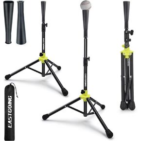 Eastgoing Heavy Duty Baseball and Softball Portable Travel Batting Tee with Baseball Ball Caddy.Adjustable Height|Portable|Collapsible. Hitting Tee for Any Age Player Baseball