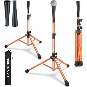 Eastgoing Heavy Duty Baseball and Softball Portable Travel Batting Tee with Baseball Ball Caddy.Adjustable Height|Portable|Collapsible. Hitting Tee for Any Age Player Baseball