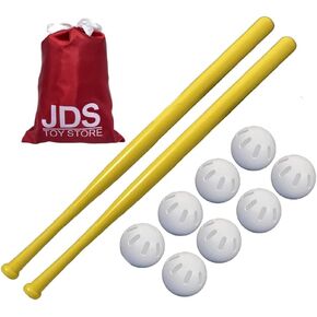 Wiffle Ball 8 Baseballs Official Size, and Wiffle Ball 32" Bats 2 Pack Bundle Set, with JDS Ball Bag