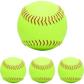 Softballs 4 Pack Sports Practice Softballs 12 Inch Slow Pitch Official Size and Weight Softball Autograph Softball Training Ball for Games, Soft Toss, Batting, Fielding, Hitting, Pitching